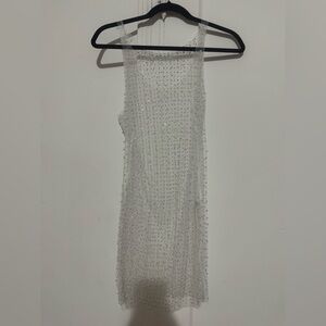 Sheer Pearl and Rhinestone Mini Dress